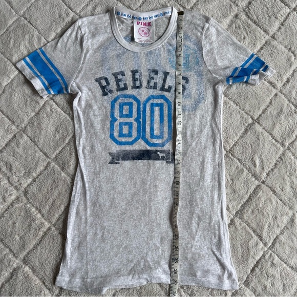 Victoria's Secret PINK | White & Blue Sheer "Rebels" Vintage Jersey | Size Small - Picture 10 of 10